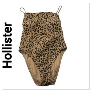 HOLLISTER Leopard Print One Piece Low Back Swimsuit size large